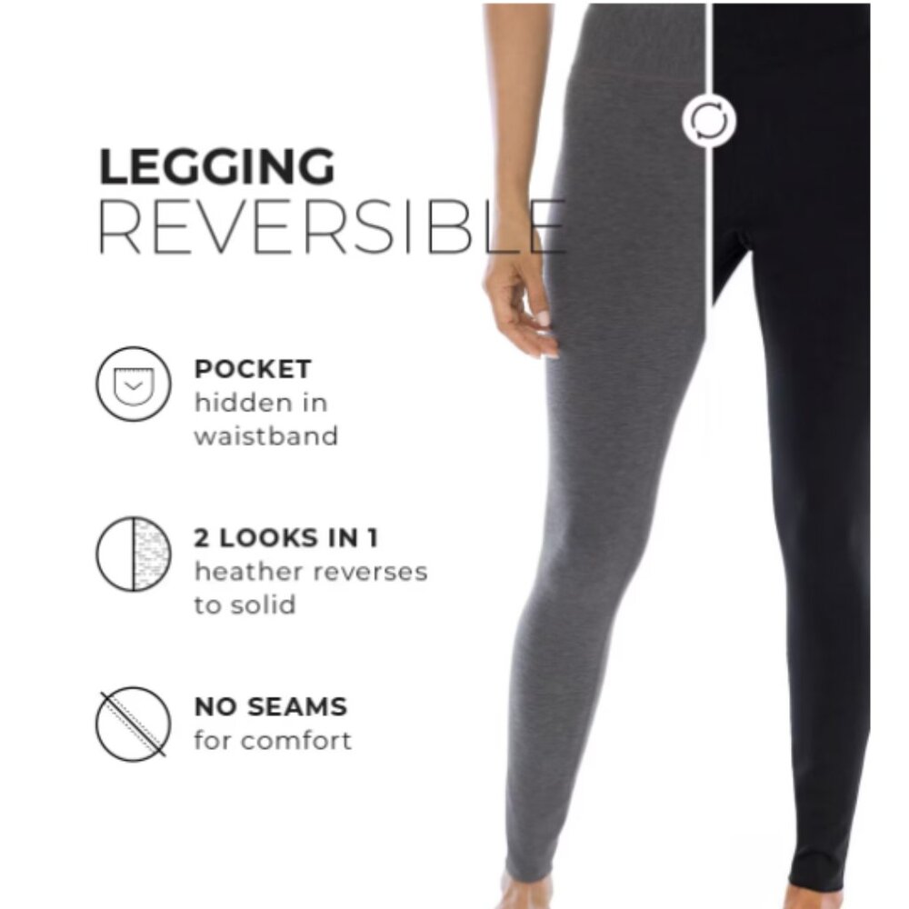 NWT Soma Reversible Leggings Black/Heather Grey